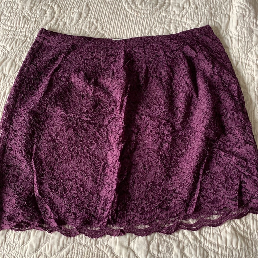 Maroon lace skirt from Loft